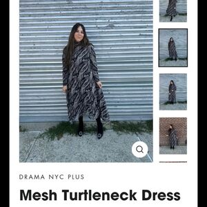 Black Mesh Turtleneck Dress